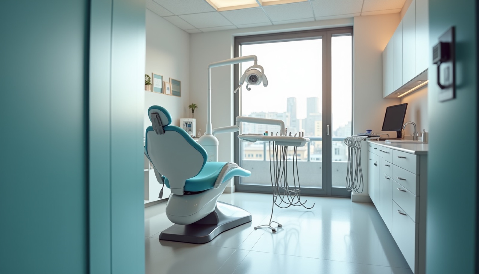 Modern diş kliniği tedavi odası ve diş ünitesi